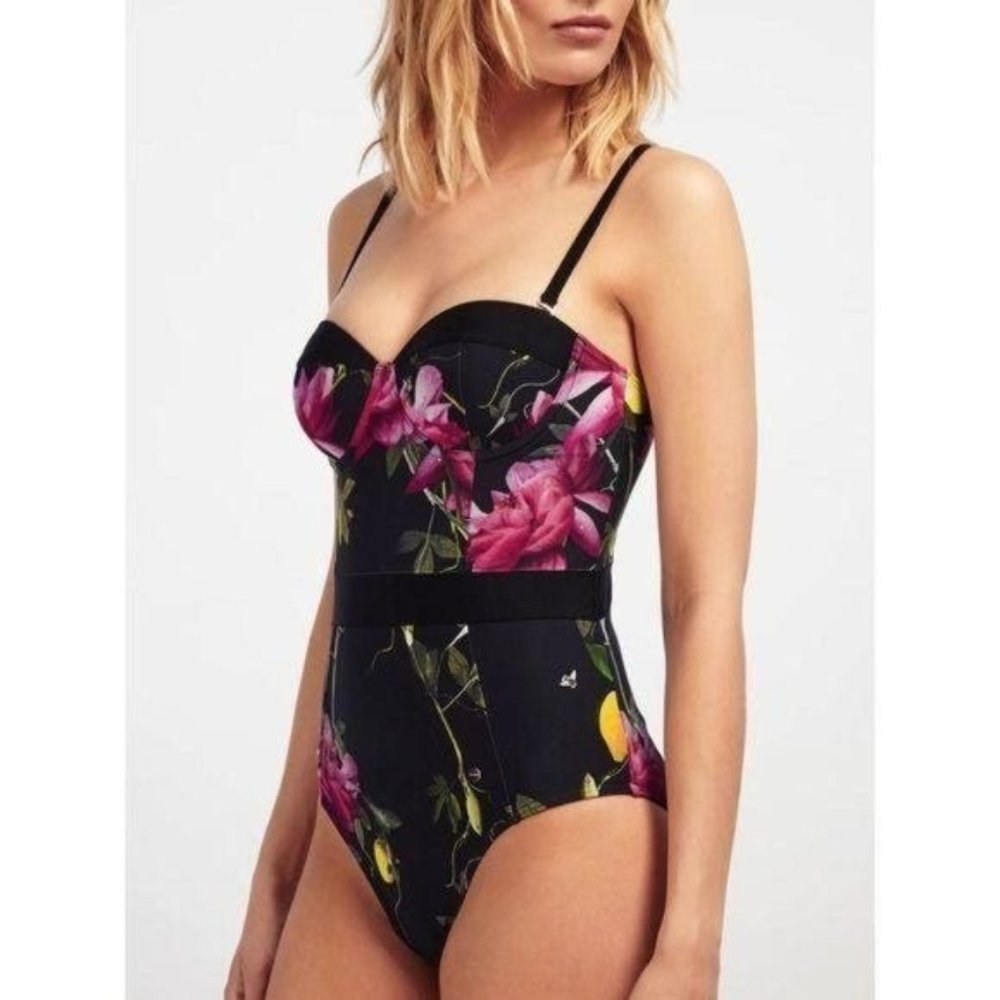 Ted Baker London Black Citrus Bloom Swimsuit NWT